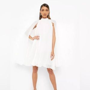 Pleated Boohoo Cape Swing Dress